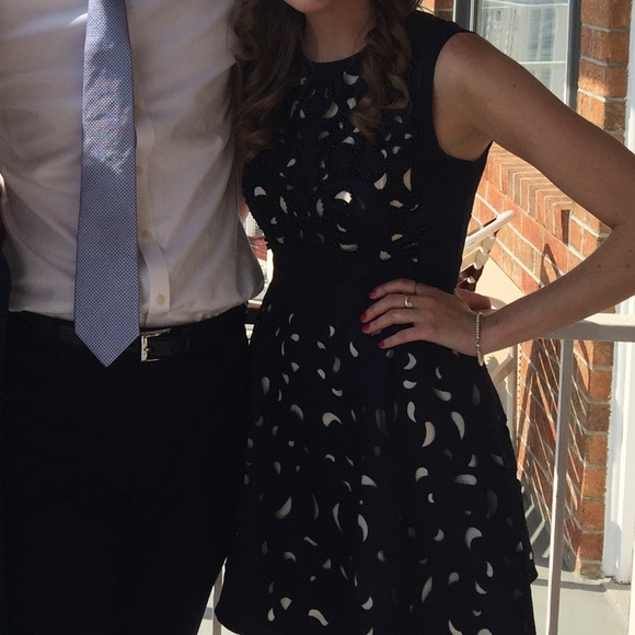 Navy cutout fit and flare dress - Picture 11 of 14